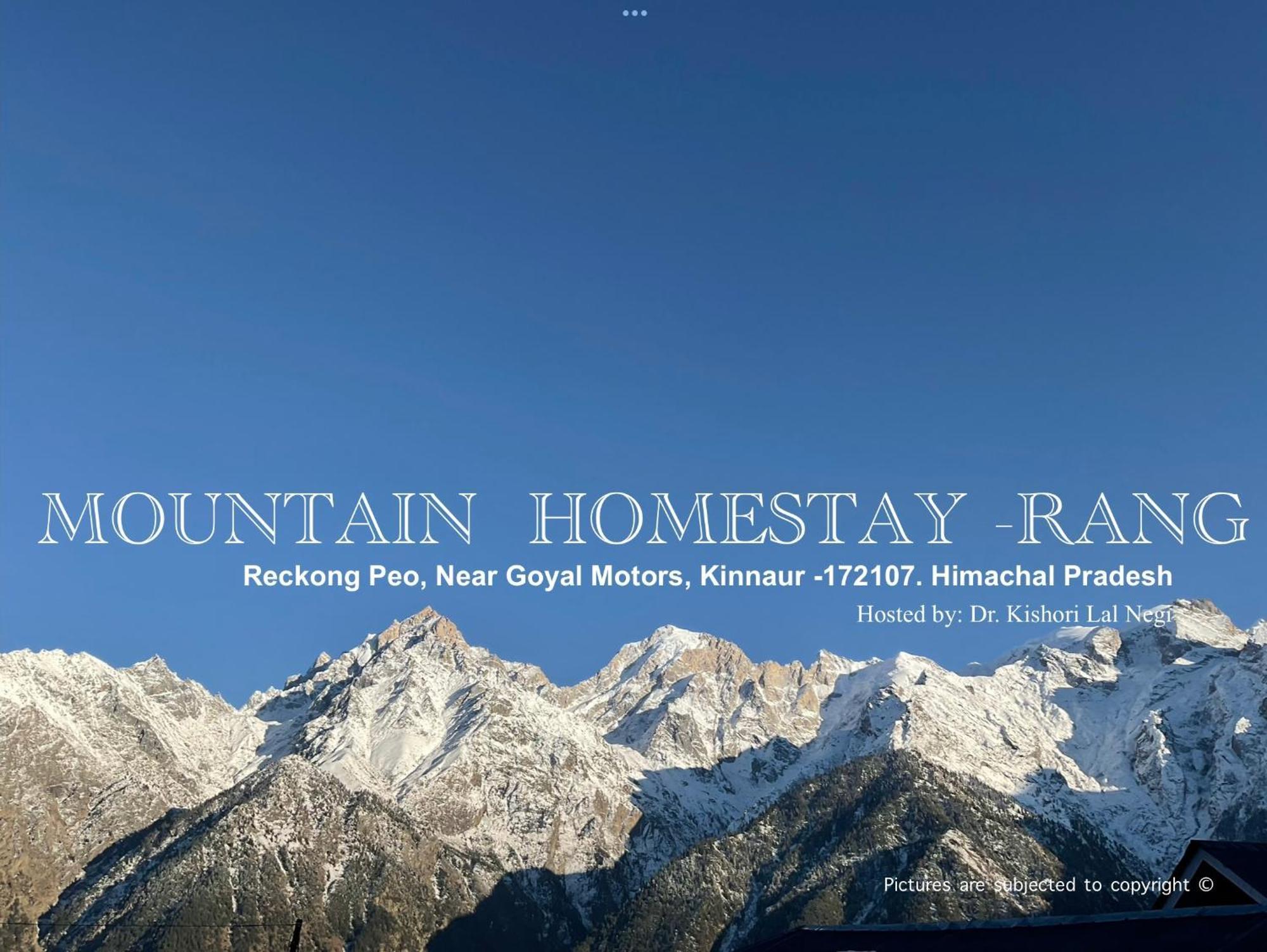 Mountain Home Stay -Rang, At Reckong Peo - Kalpa, Near Goyal Motors, Way To Petrol Pump At Itbp Quarters 외부 사진